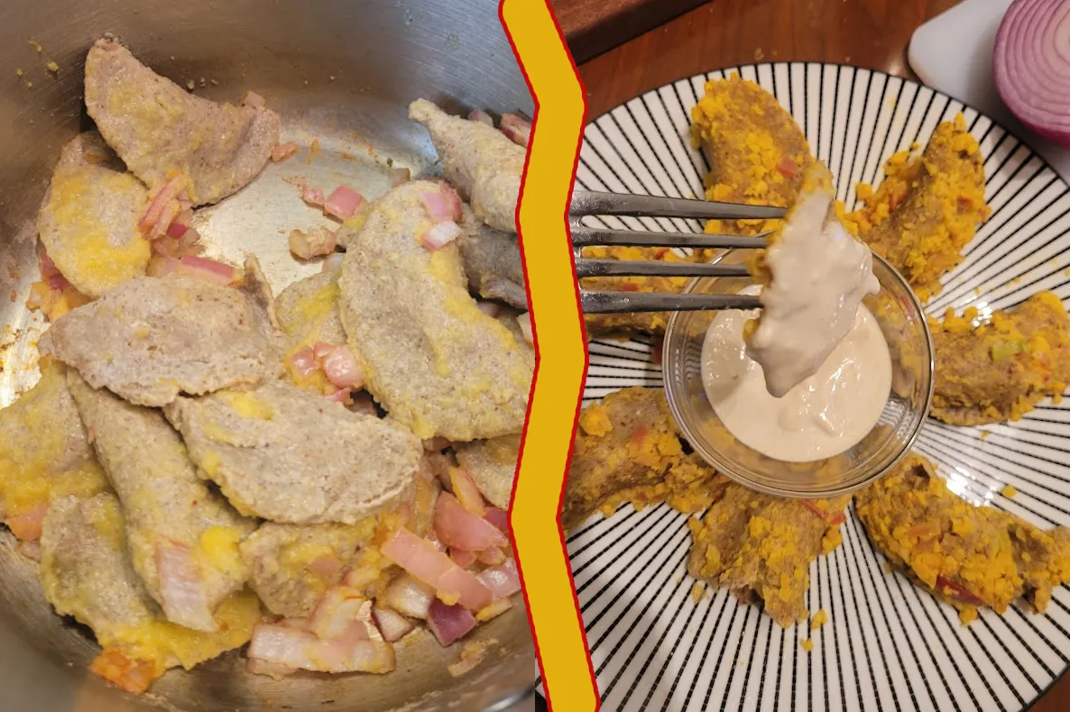 Easy plant-based gluten free pieroges filled with WFPBnO vegan cheese potatoes, covered in cauliflower butter and tahini sour cream!