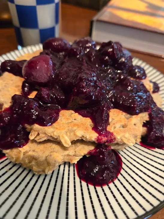 Plant waffles with berry syrup