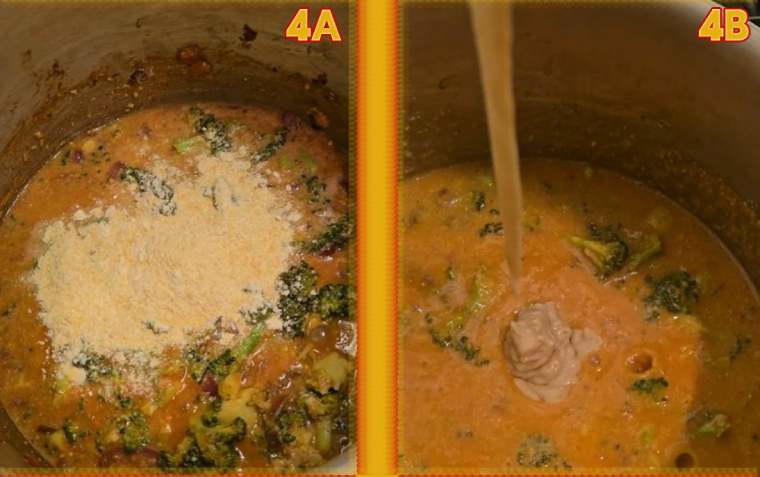 Whole Food Plant-based Broccoli Cheddar Cheese Soup add pea powder and tahini