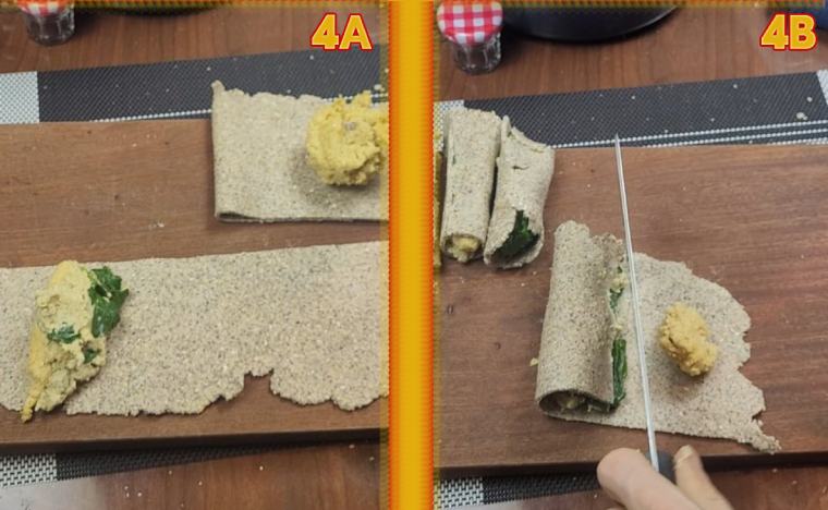 wfpb Vegan gluten free spinach and lentil ricotta cannelloni filling the shells