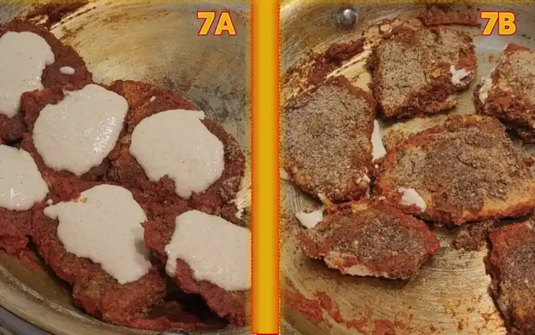Not-Chicken Parmesan adding and cooking the mozza