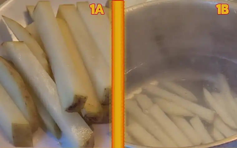 No Oil-free French Fries stovetop no bake slice and boil fries