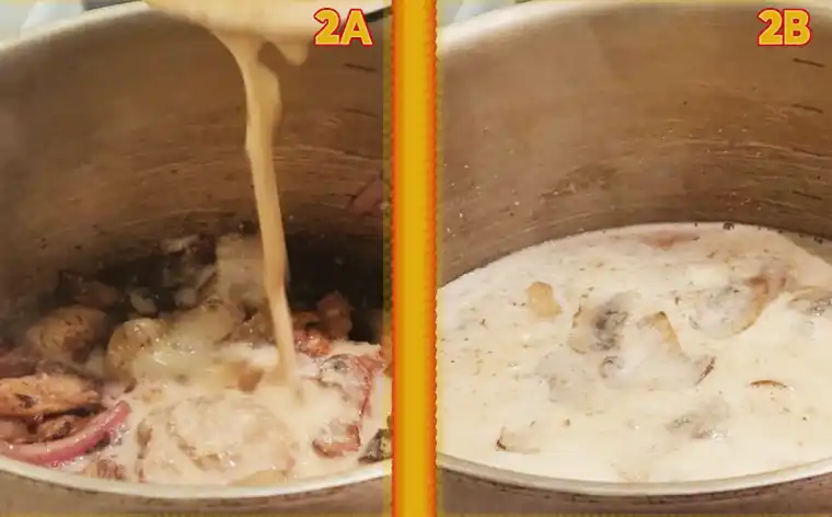 Boil & Blend Creamy Mushroom Soup adding creamy vegan ingredients
