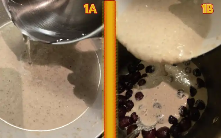 Plant Based Dark Cherry Clafoutis step 1 parts A & B