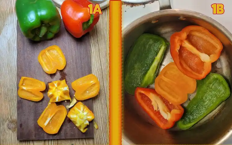 Slicing peppers for Unstuffed Peppers stovetop Casserole