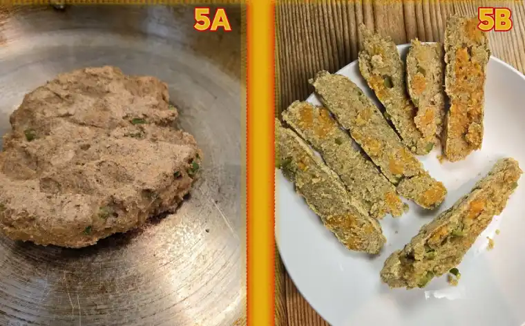 Slicing the jalapeno ched cornbread into dipper sticks